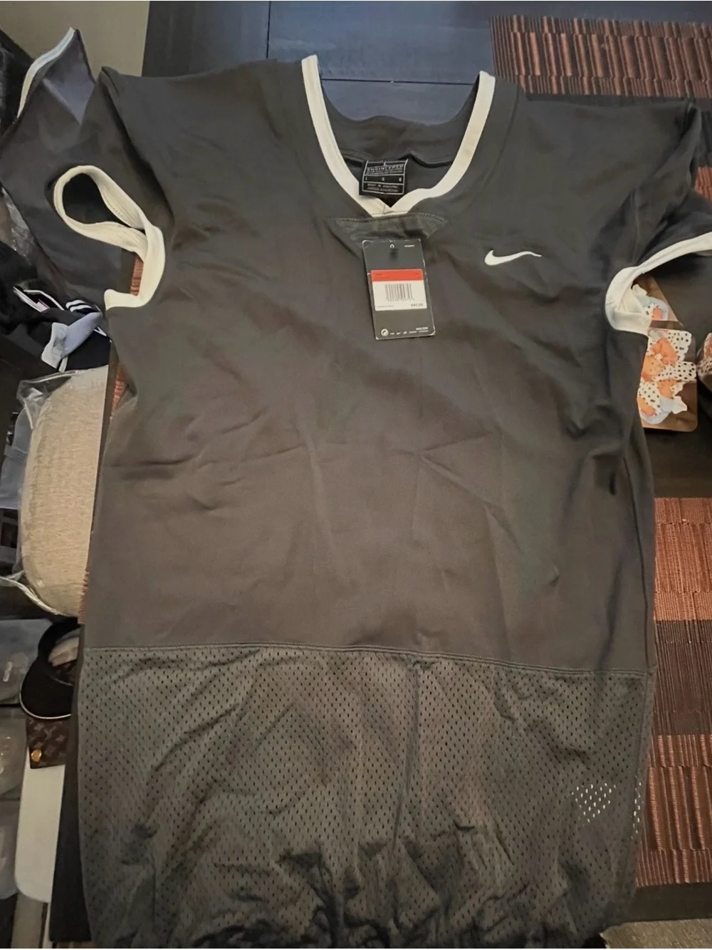 Nike Women’s  or Men Black V-Neck Athletic Jersey with White Trim